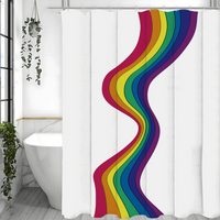 Thumbnail for Boho Rainbow wave Shower Curtain