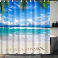 Thumbnail for Bright Tropical Beach Palm Tree Shower Curtain
