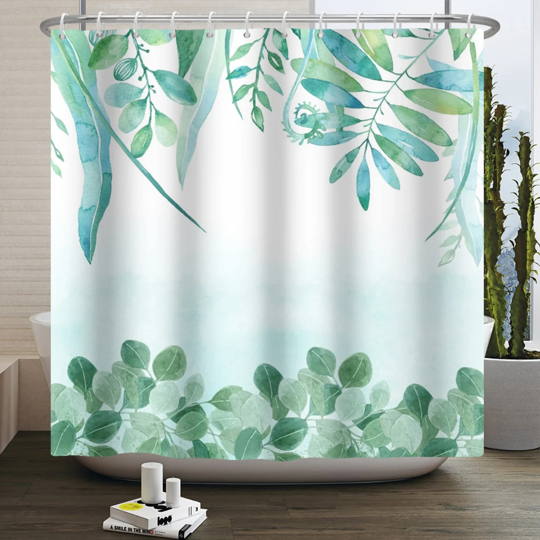 Caleb Woods Green Eucalyptus Shower Curtain