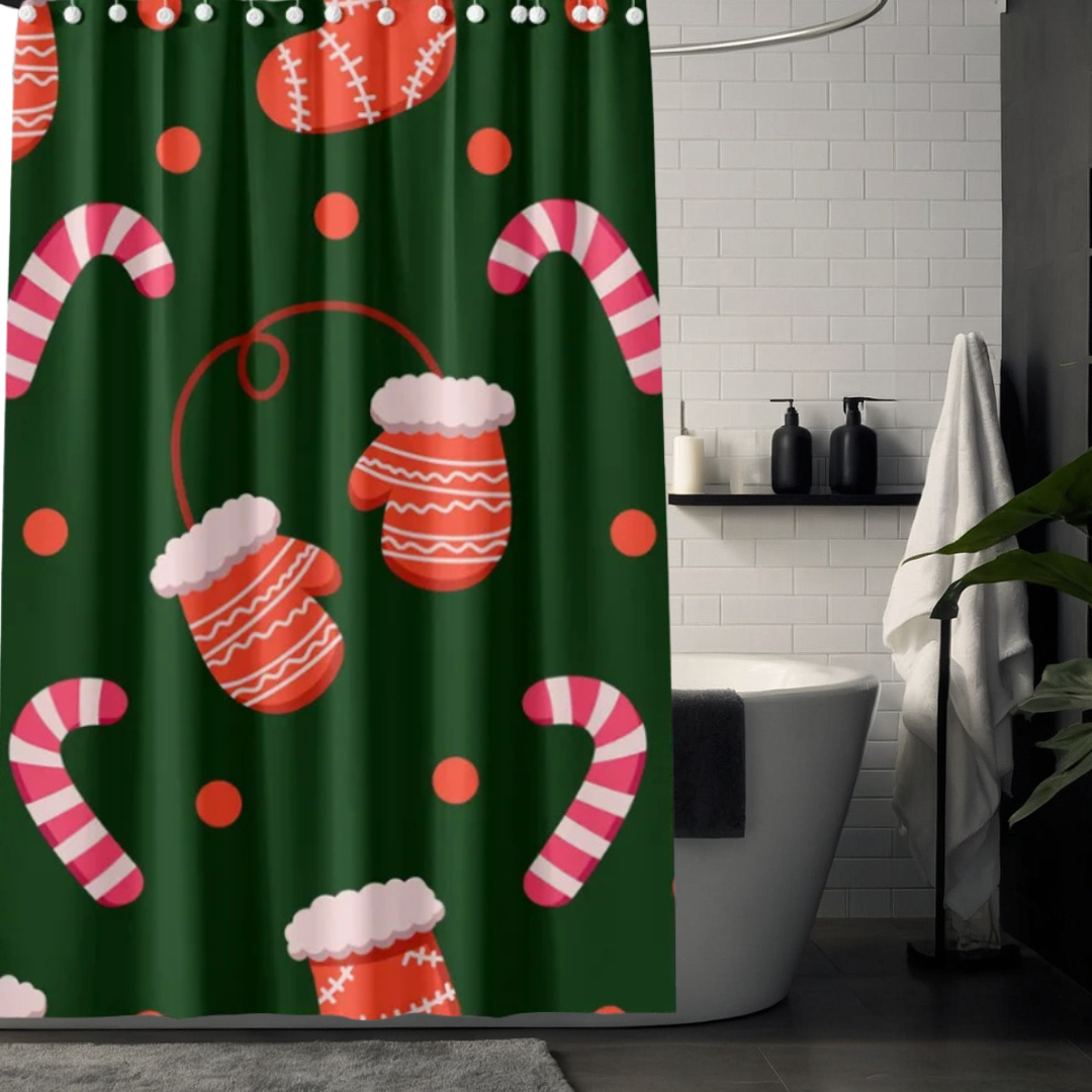 Candy Cane Christmas Shower Curtain