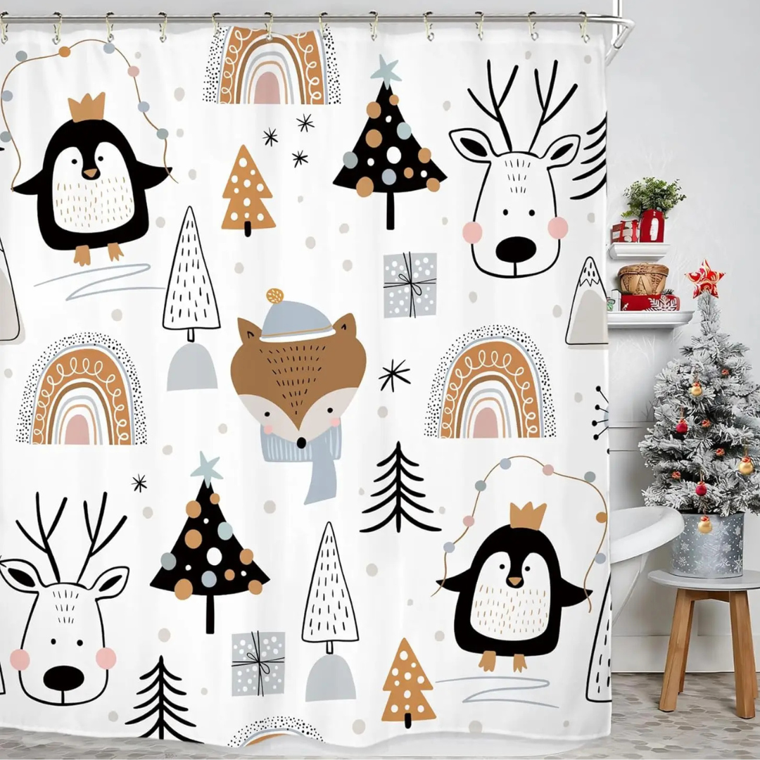 Cartoon Cute Penguin Shower Curtain