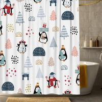 Thumbnail for Cartoon Winter Penguin Shower Curtain