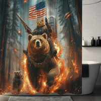 Thumbnail for Cat Riding Bear Shower Curtain