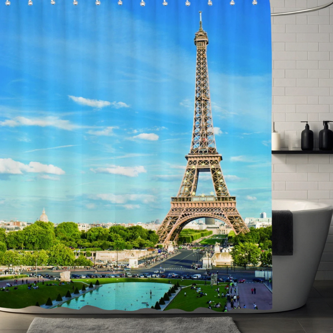 Celestial Paris Eiffel Tower Shower Curtain