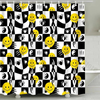 Thumbnail for Checkered Smiley Face Shower Curtain