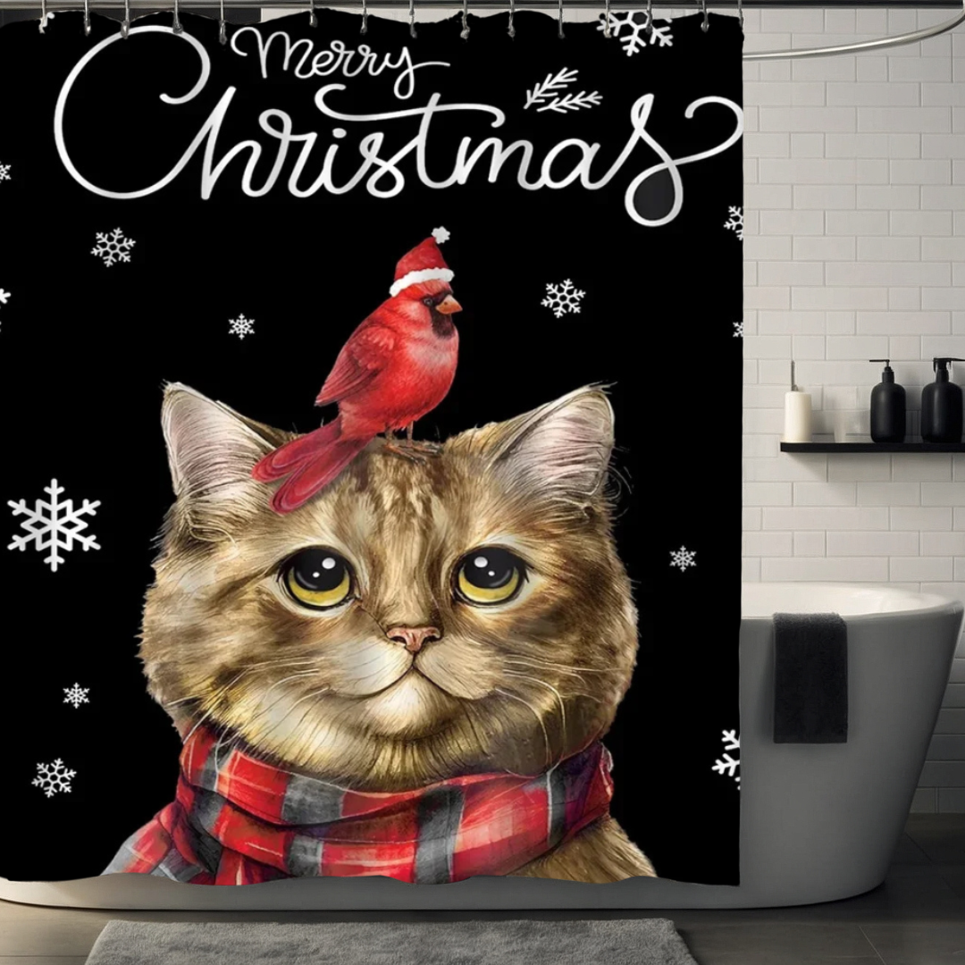 Christmas Cat Shower Curtain