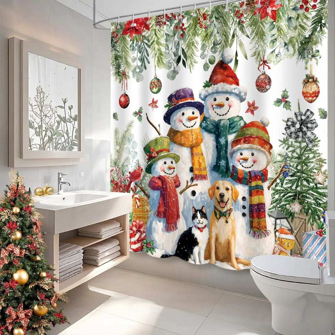 cute Christmas Eucalyptus Shower Curtain