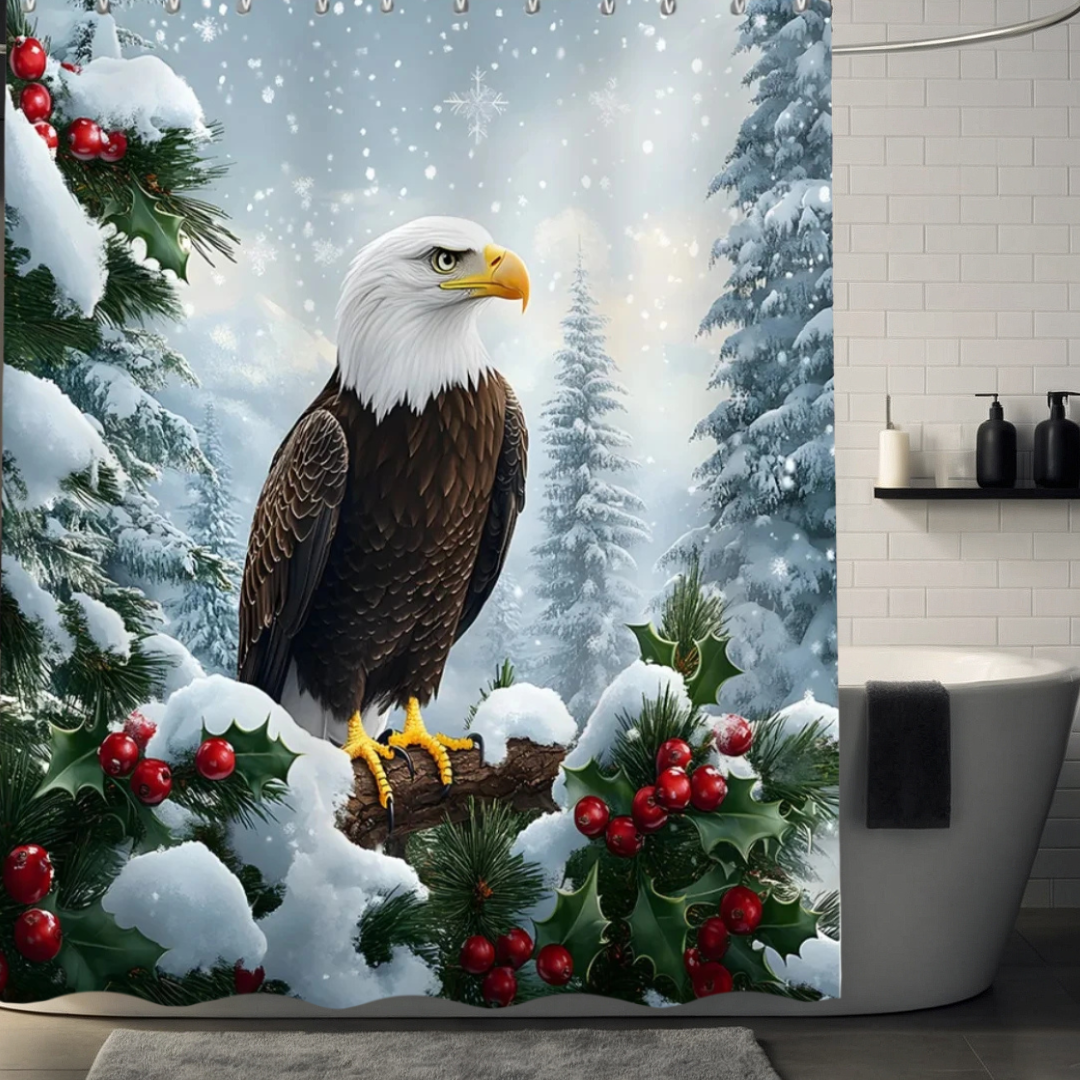 Christmas Snow Eagle Shower Curtain