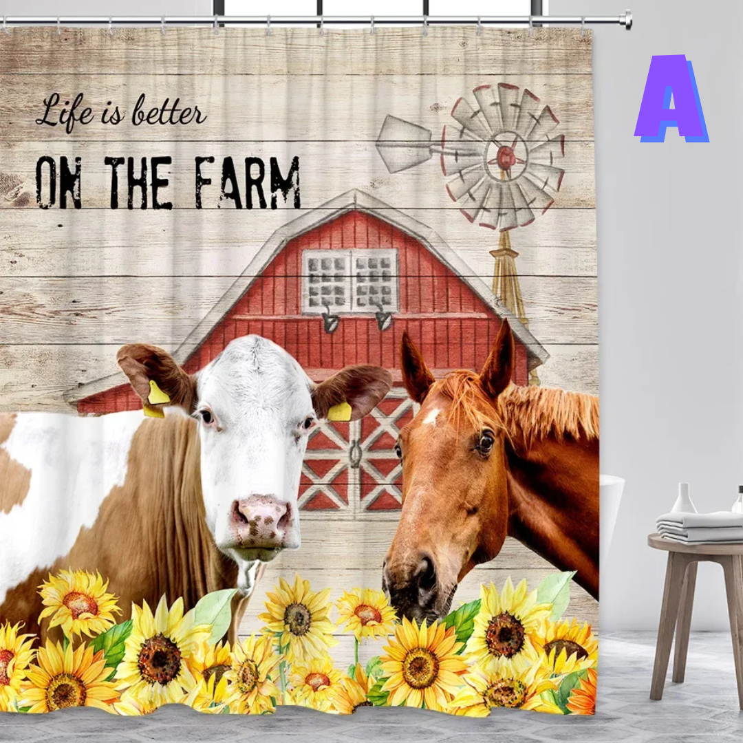 Colorful Farmhouse Shower Curtain