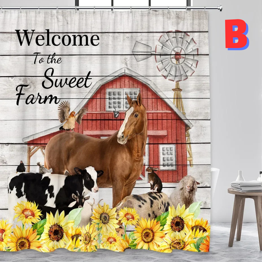 Colorful Farmhouse Shower Curtain