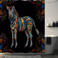 Thumbnail for Colorful Rainbow Zebra Shower Curtain