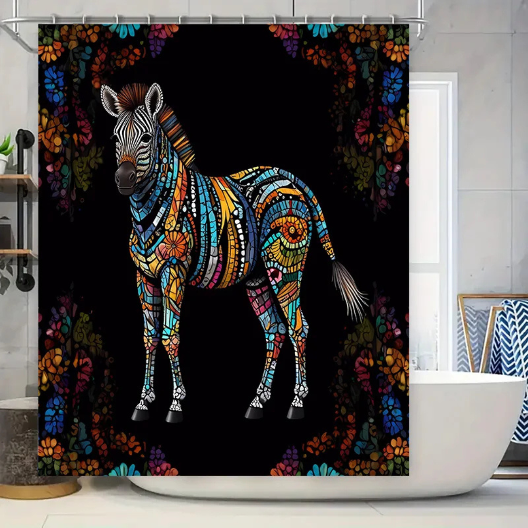 Colorful Rainbow Zebra Shower Curtain