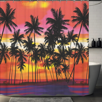 Thumbnail for Colorful Tropical Sunset Palm Tree Shower Curtain
