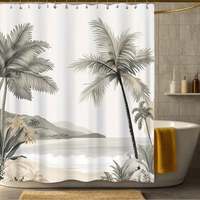 Thumbnail for Contemporary Neutral Palm Tree Shower Curtain