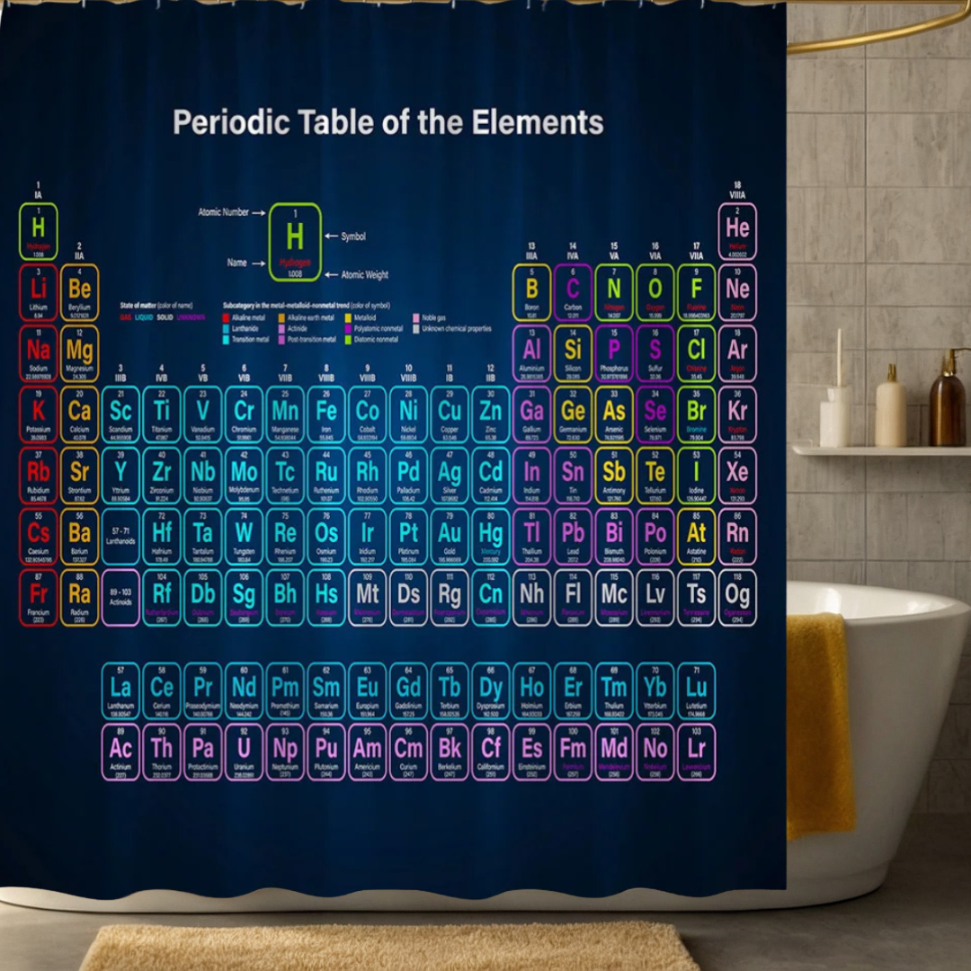 Dark Blue Periodic Table Shower Curtain
