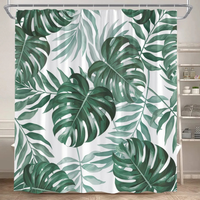 Thumbnail for Dark Green Monstera Shower Curtain