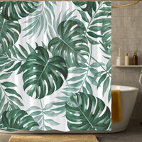 Thumbnail for Dark Green Monstera Shower Curtain
