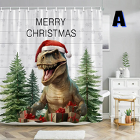 Thumbnail for Dinosaur Christmas Shower Curtain