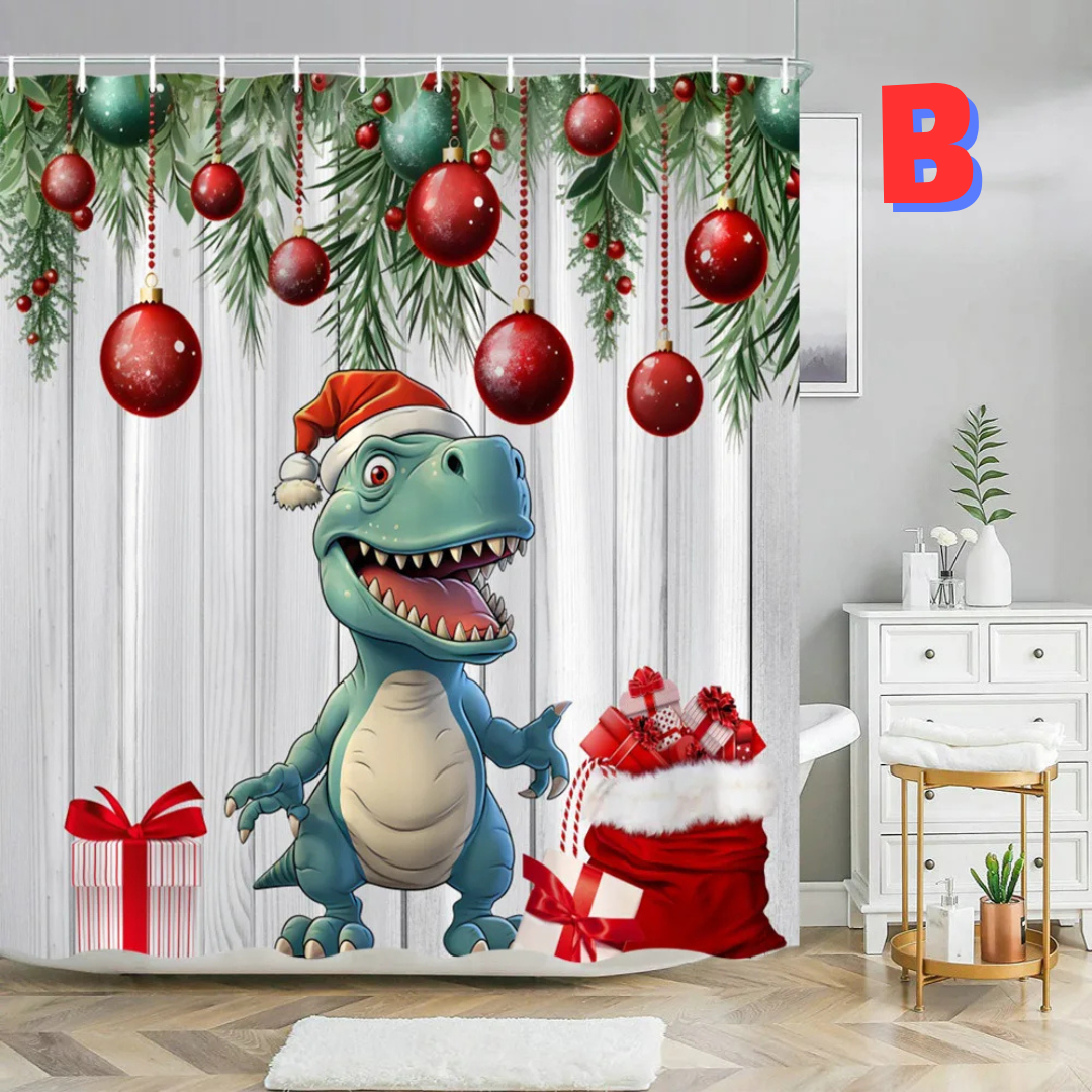 Dinosaur Christmas Shower Curtain CARTOON