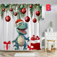 Thumbnail for Dinosaur Christmas Shower Curtain CARTOON
