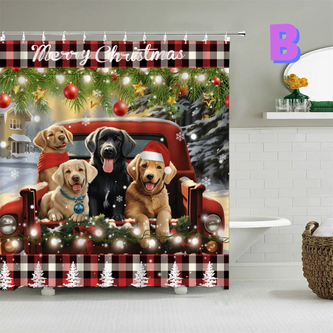 Dog Christmas Shower Curtain