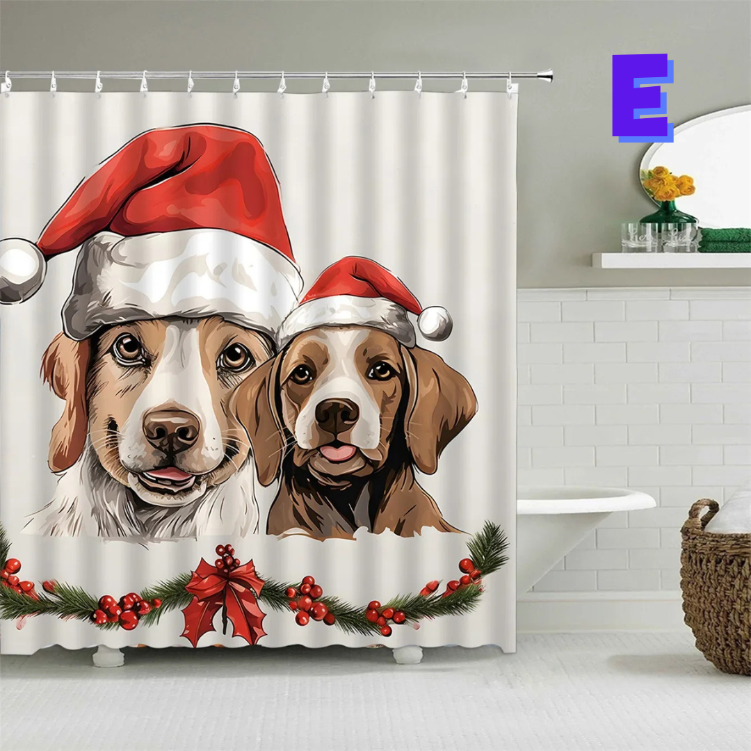 Dog Christmas Shower Curtain
