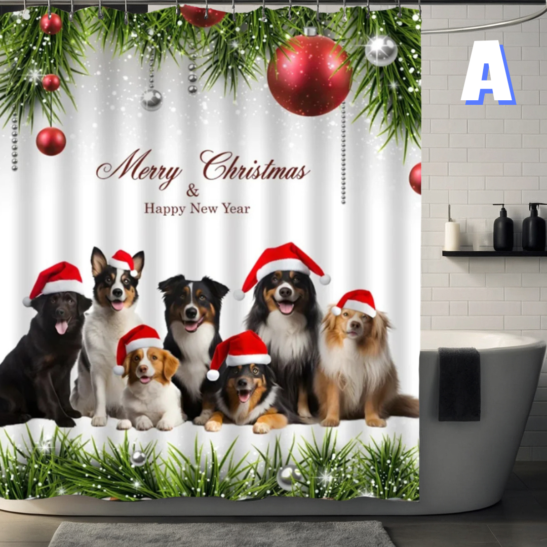Dog Christmas Shower Curtain