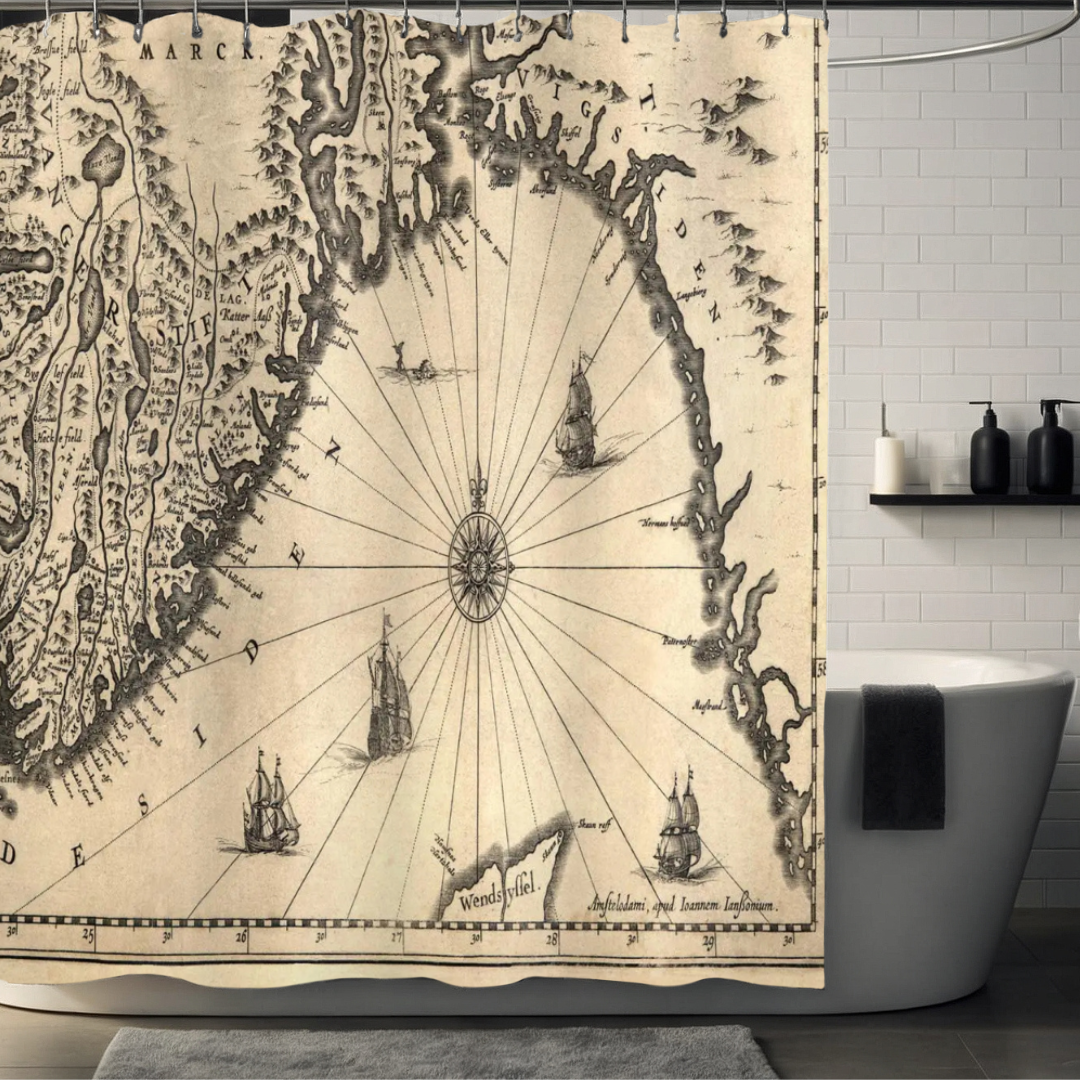 Earth Tones Map Shower Curtain