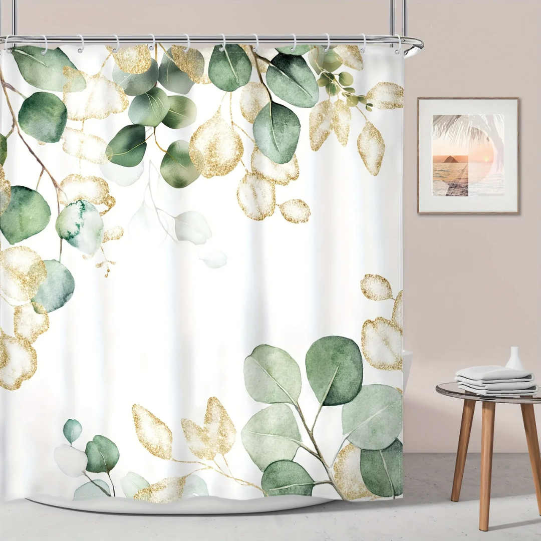 Elias Golden Leaf Eucalyptus Shower Curtain
