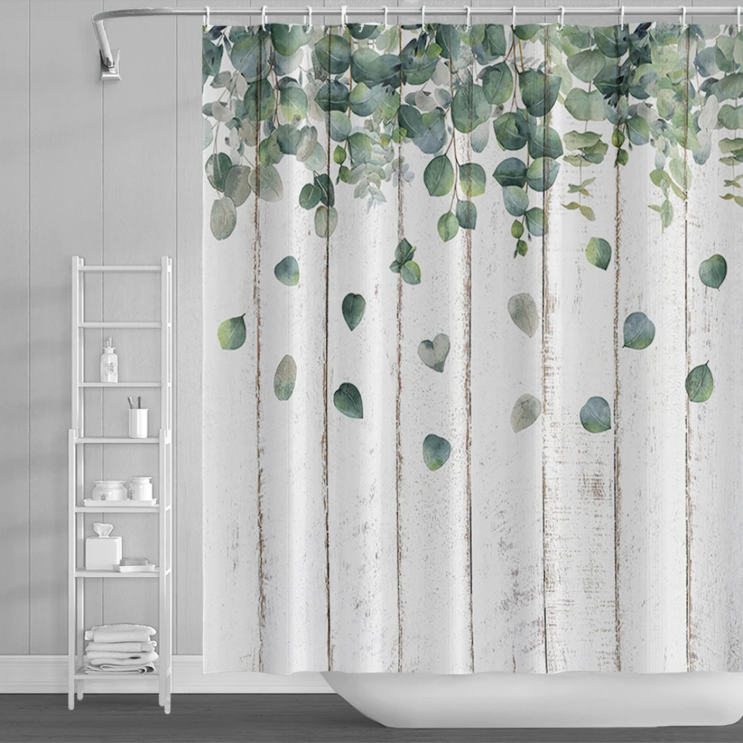 Ella Blooming Green Eucalyptus Shower Curtain