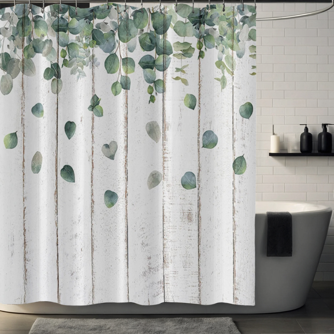 Ella Blooming Green Eucalyptus Shower Curtain