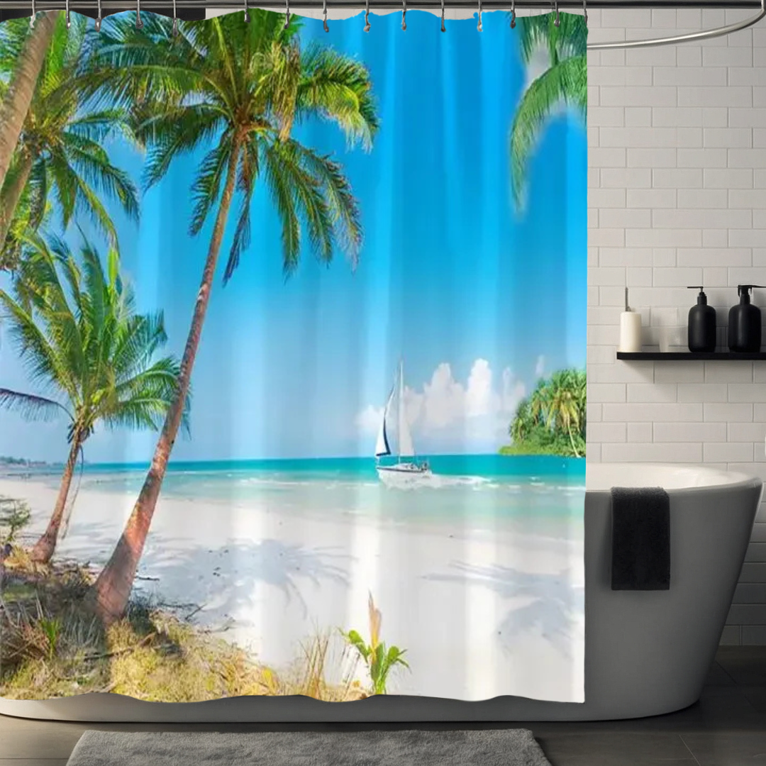 Emerald Paradise Palm Tree Shower Curtain