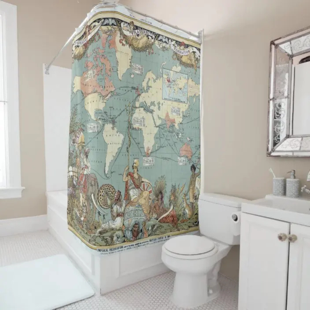 Epic Battle World Map Shower Curtain