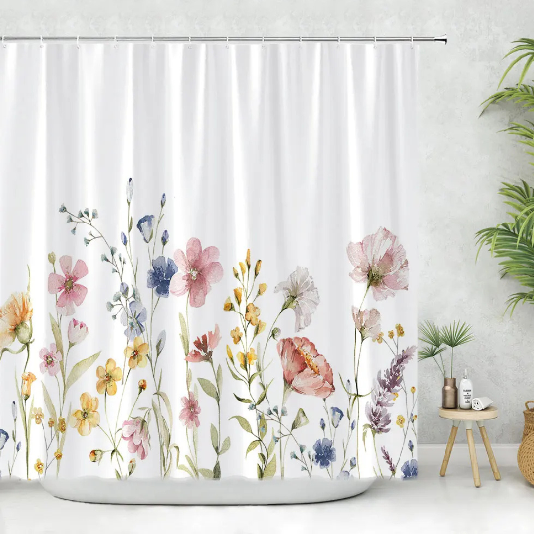 Eucalyptus Multicolor Floral Shower Curtain