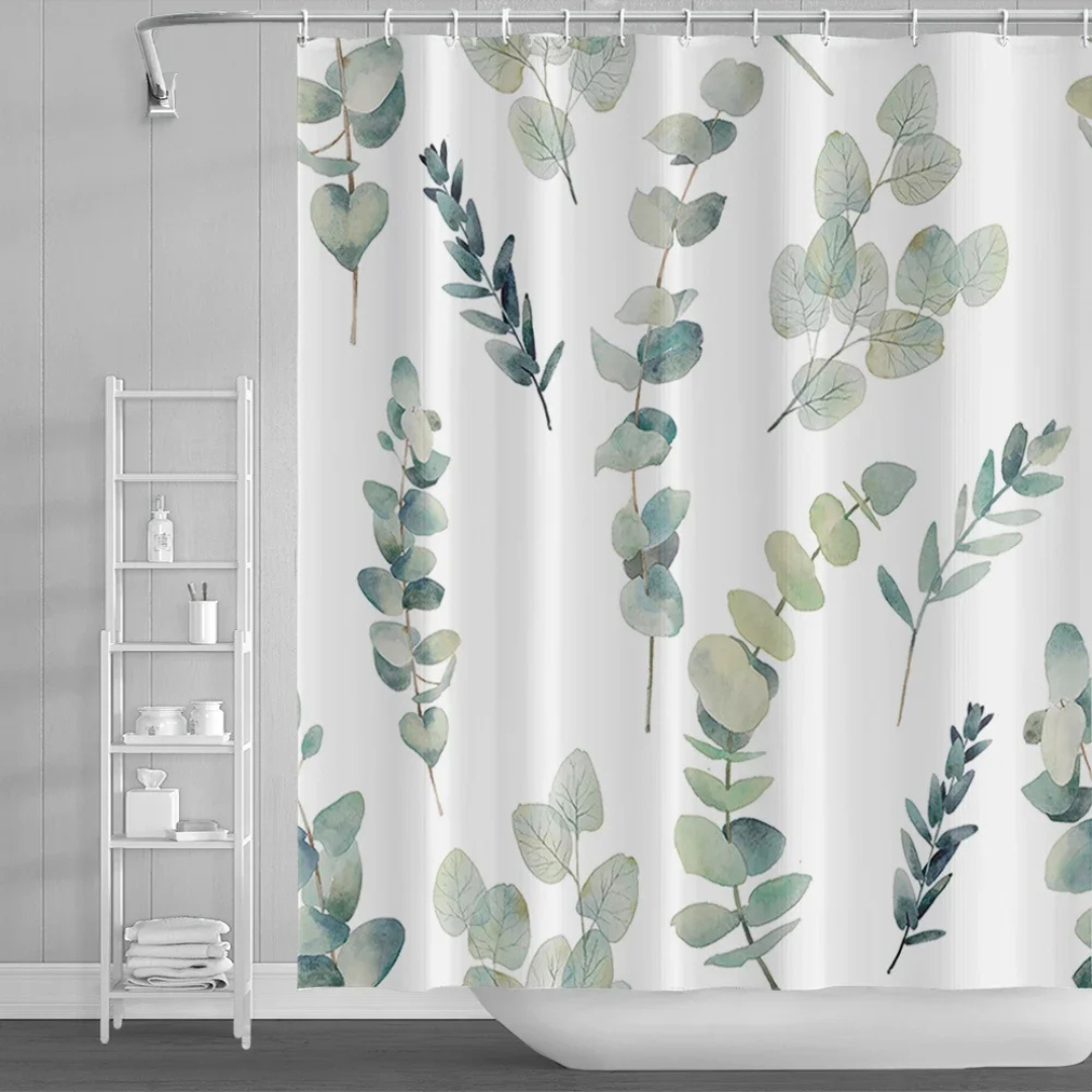 Evelyn Grove Green Eucalyptus Shower Curtain