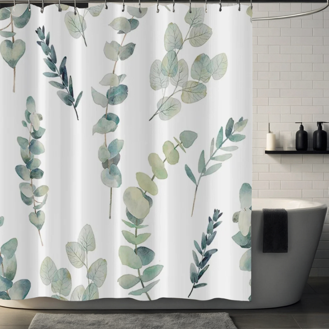 Evelyn Grove Green Eucalyptus Shower Curtain