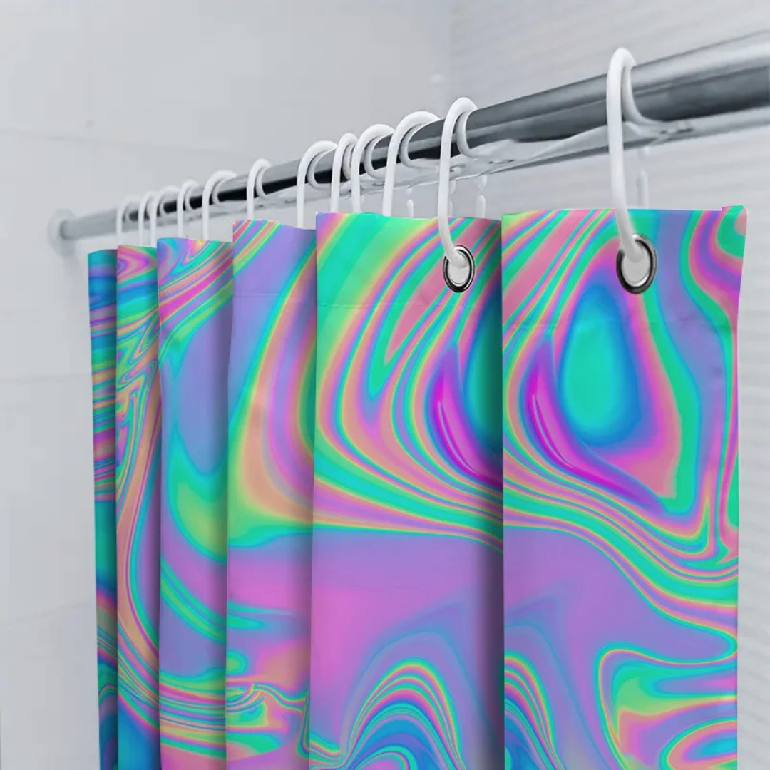 whimsical EverGlow Blue Iridescent Shower Curtain