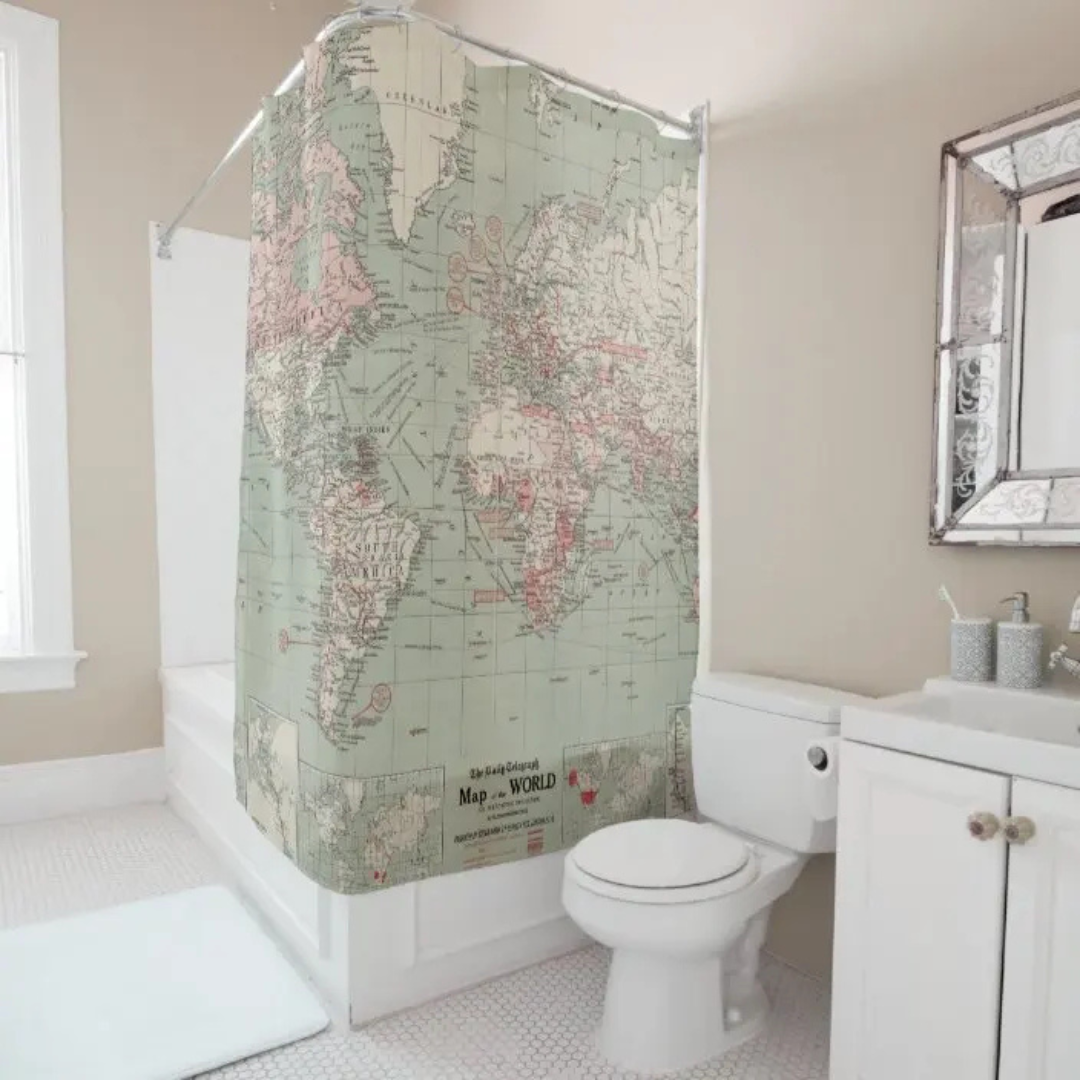 Explorer World Map Shower Curtain 
