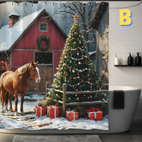 Thumbnail for Farmhouse Christmas Shower Curtain WITH HORSE