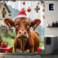 Thumbnail for Farmhouse Christmas Shower Curtain with gifts and cow
