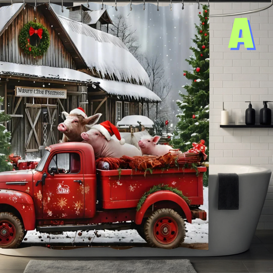 Farmhouse Christmas Shower Curtain