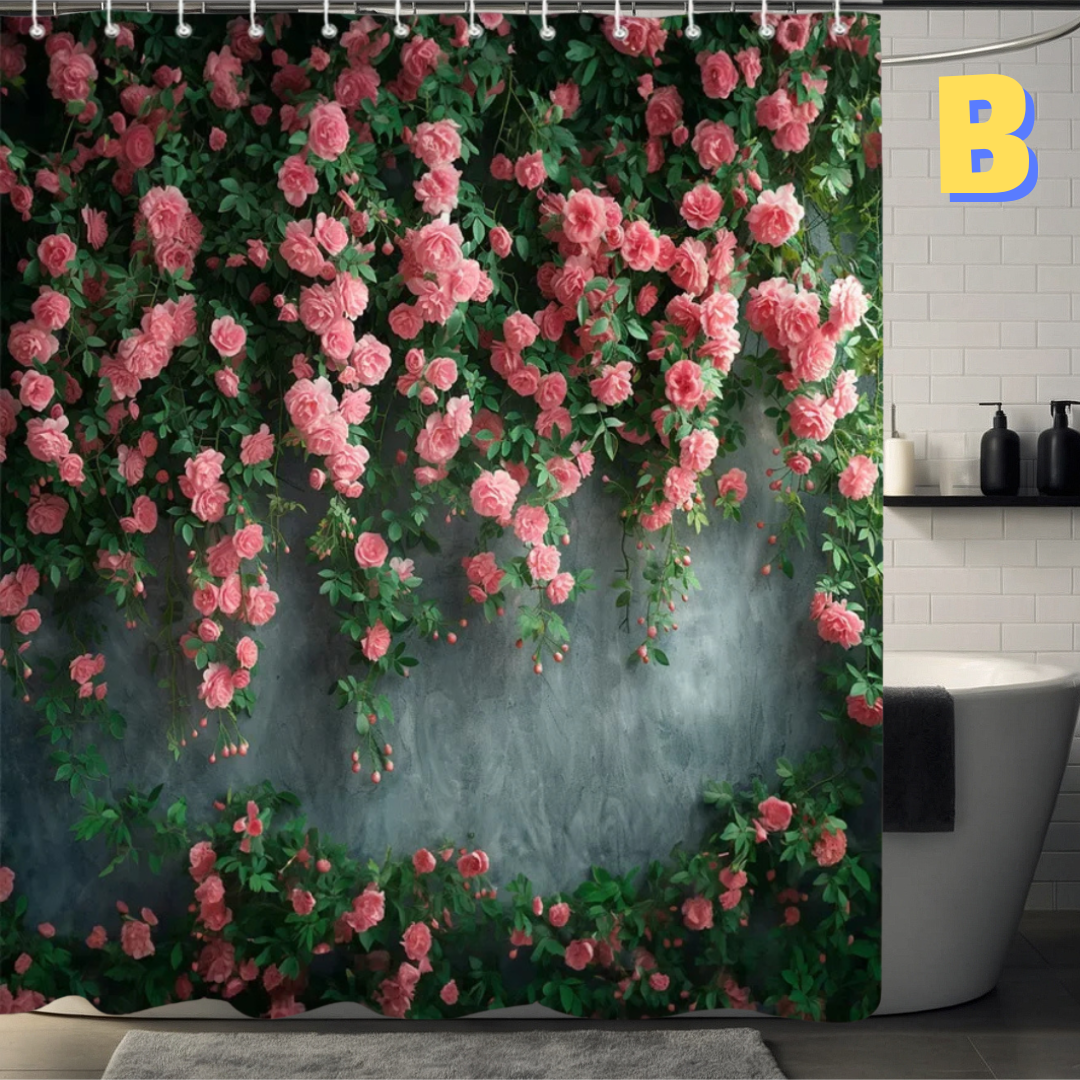 Farmhouse Floral PINK Shower Curtain