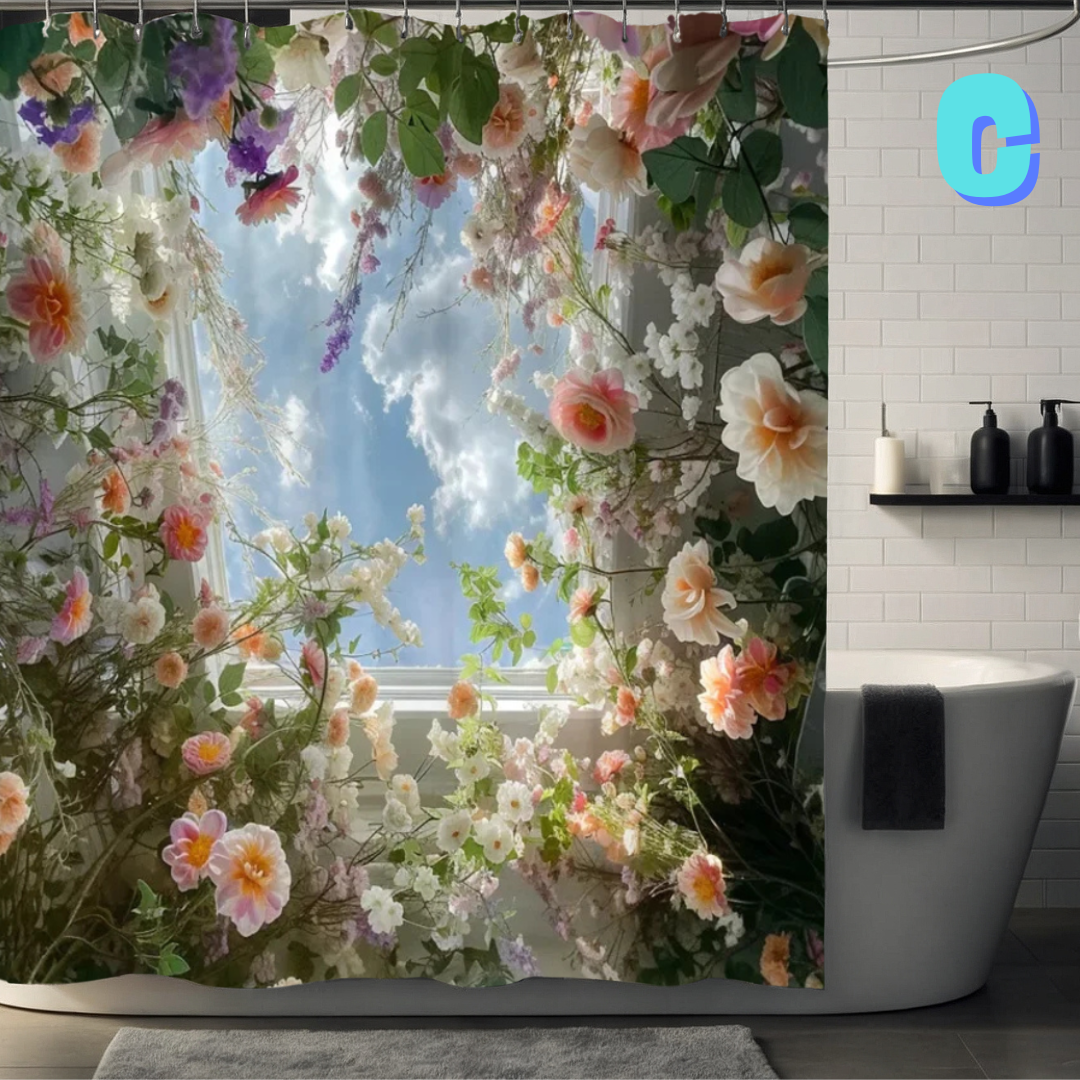 Farmhouse Floral WINDOW Shower Curtain