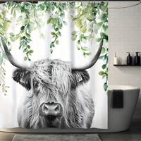 Thumbnail for Farmhouse Highland Cow Eucalyptus Shower Curtain