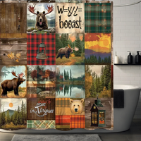 Thumbnail for Farmhouse Moose & Bear Shower Curtain