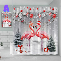 Thumbnail for Flamingo Christmas Shower Curtain