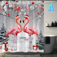 Thumbnail for Flamingo Christmas Shower Curtain