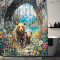 Thumbnail for Floral Cave Bear Shower Curtain