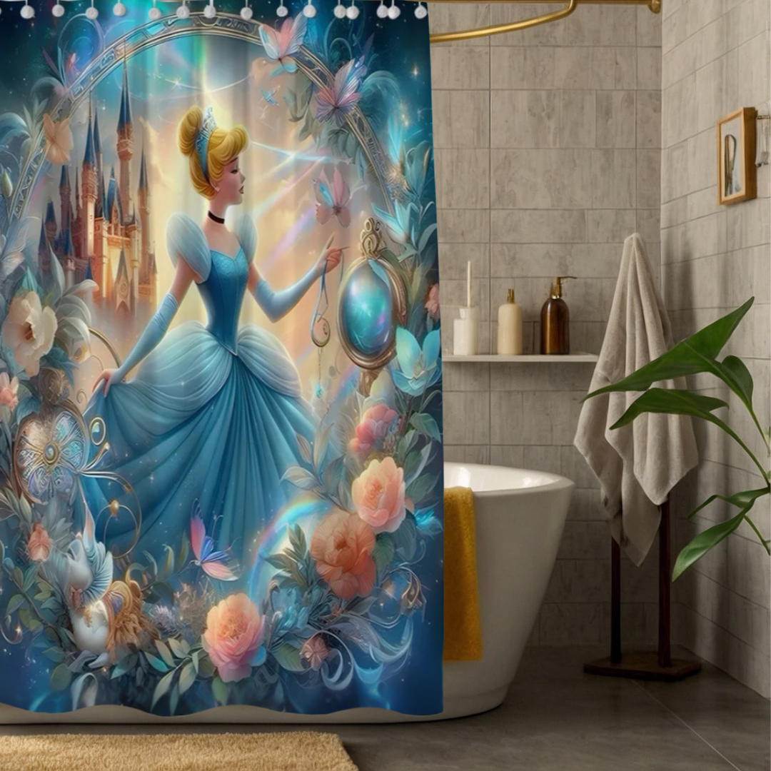 Floral Princess Cinderella Shower Curtain