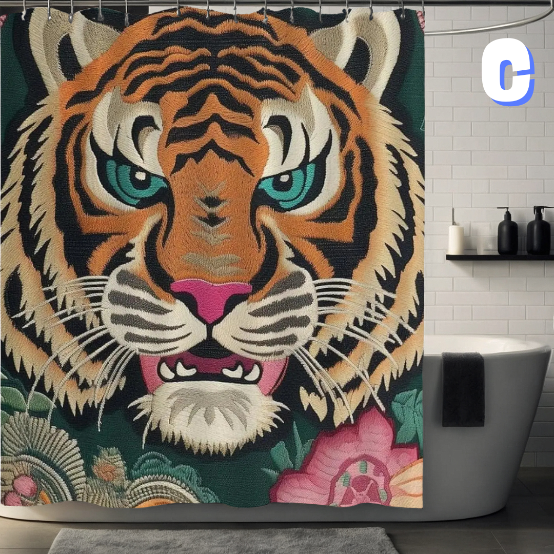 MODERN Floral Tiger Shower Curtain